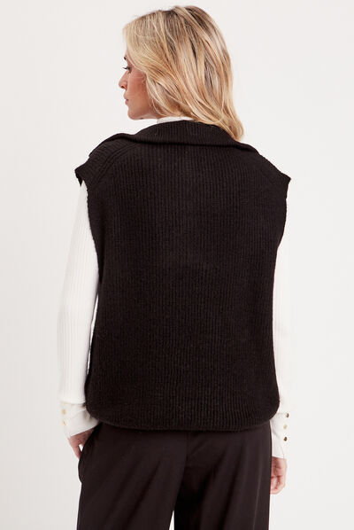 Pull col camionneur zippé noir femme