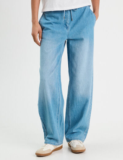 Jeans large taille élastiquée denim double stone femme