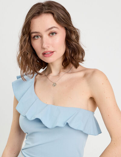 Débardeur asymétrique bleu clair femme