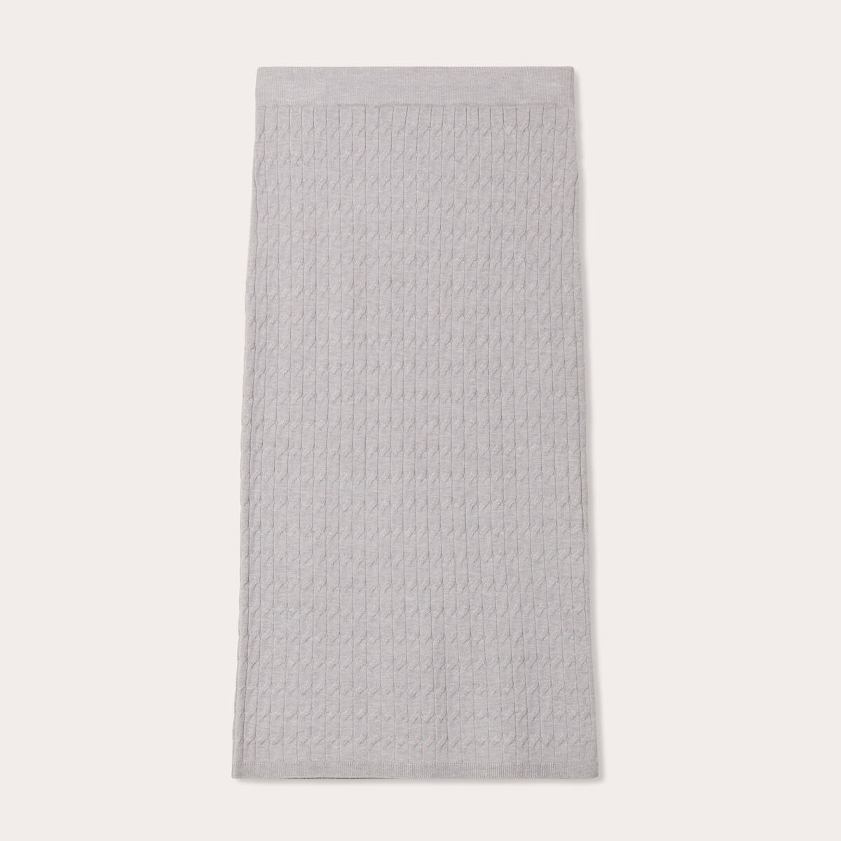 Jupe midi tricot crayon gris clair femme