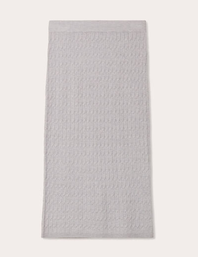 Jupe midi tricot crayon gris clair femme
