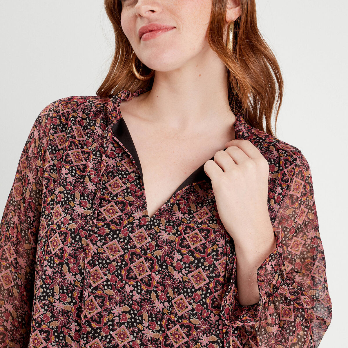 Blouse manches longues rose femme