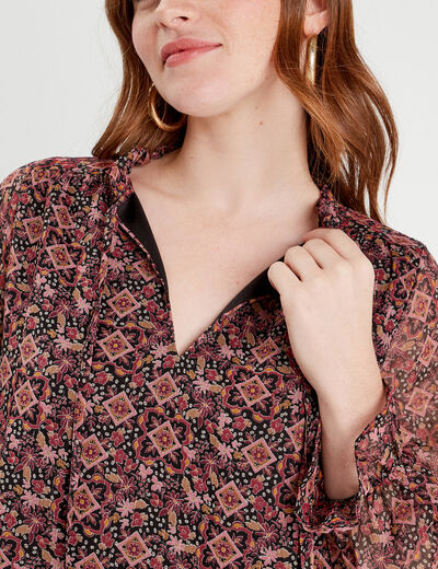 Blouse manches longues rose femme