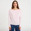 T-shirt col bateau manches longues rose clair femme