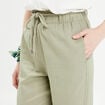 Pantalon droit fluide contenant du lin vert kaki femme