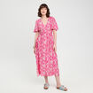 Robe longue évasée rose fushia femme
