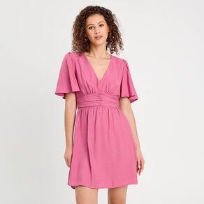 robe evasee avec fronces vieux rose femme Robe évasée avec fronces vieux rose femme