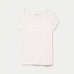 T-shirt cintr&eacute; d&eacute;collet&eacute; manches courtes ecru femme