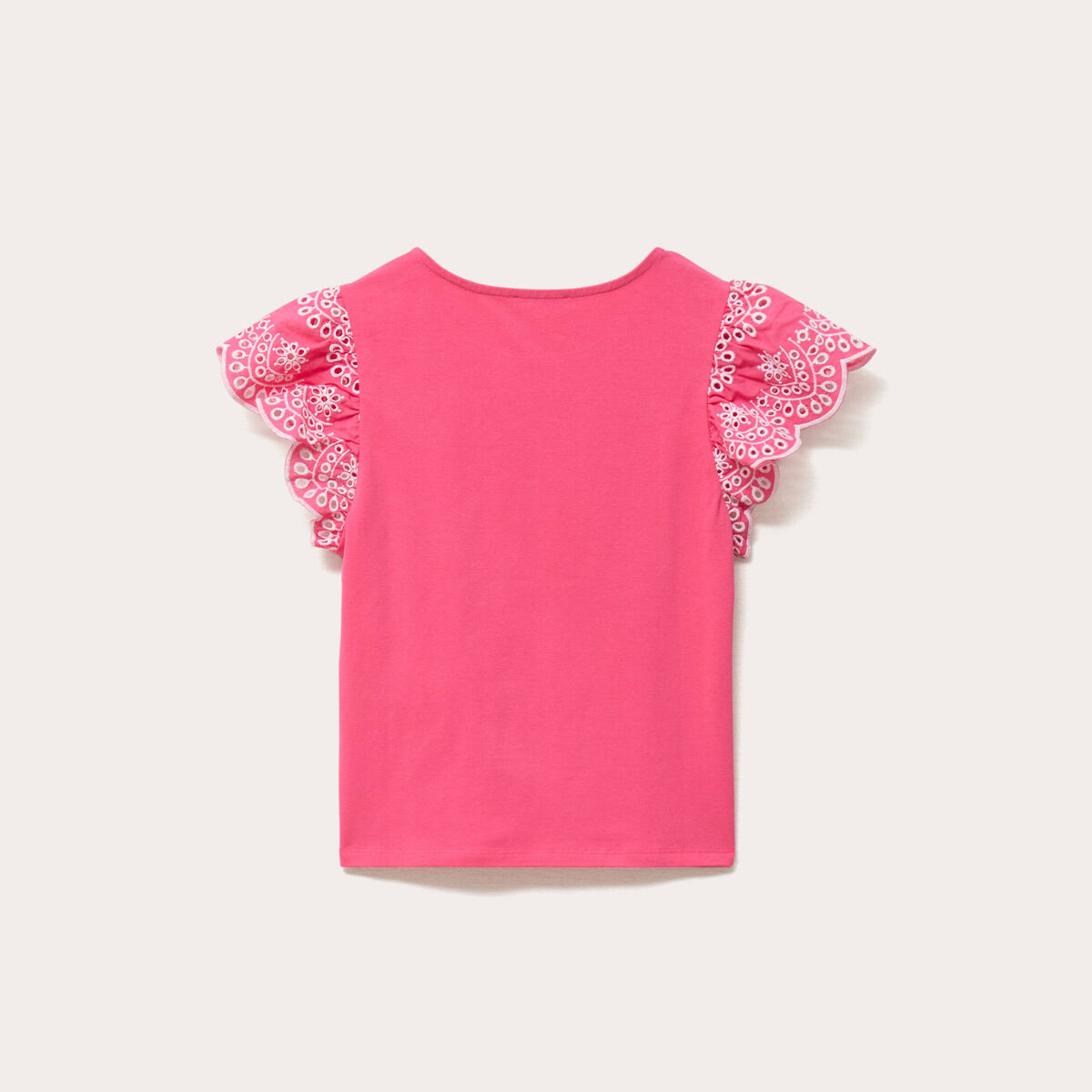 T-shirt manches brod&eacute;es rose fushia femme