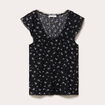 Top boutonn&eacute; d&eacute;tails dentelle noir femme