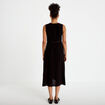 Robe longue droite sans manches col v noir femme