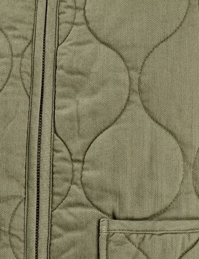 Veste matelassée zippée vert kaki femme