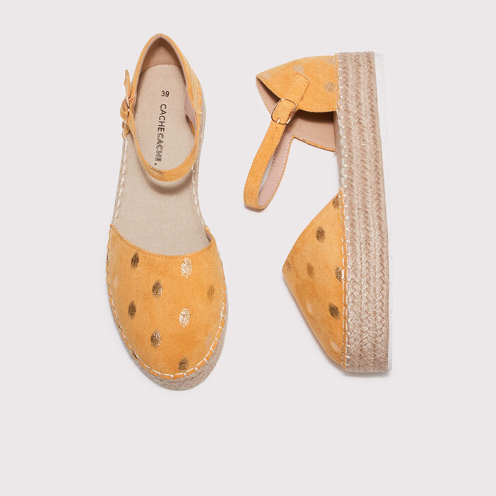 Espadrilles plates compensées jaune clair femme