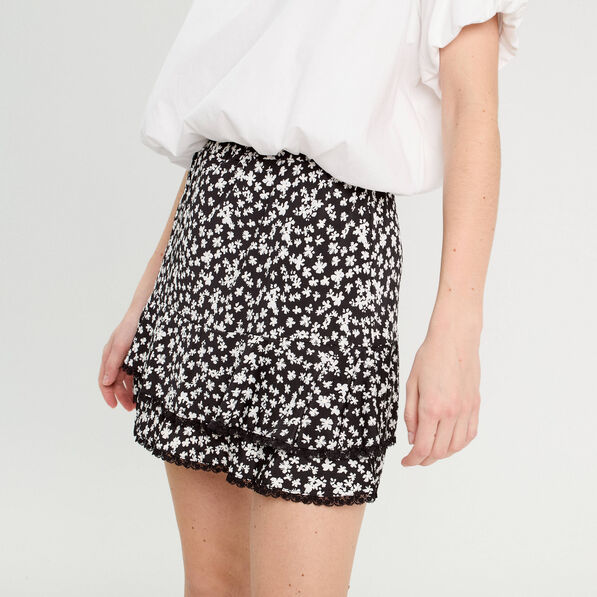 jupe evasee avec volants noir femme Jupe évasée avec volants noir femme