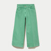 Jean wide leg cropped taille haute vert femme
