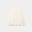 Blouse droite col rond manches longues ecru femme