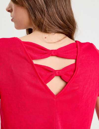 T-shirt noeuds dos rose vif femme