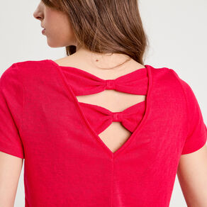t shirt noeuds dos rose vif femme T-shirt noeuds dos rose vif femme