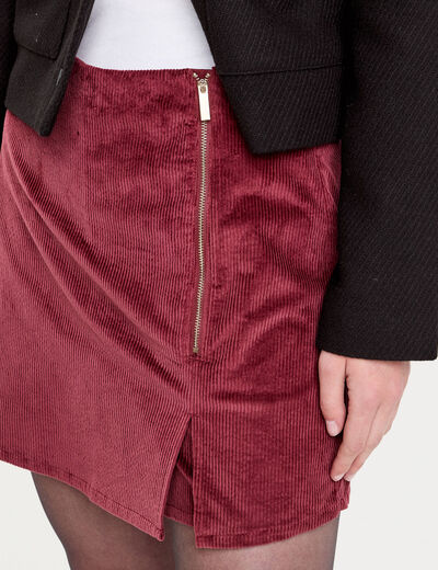 Jupe-short moulante velours bordeaux femme