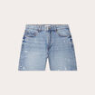 Short droit en jean destroy denim stone femme