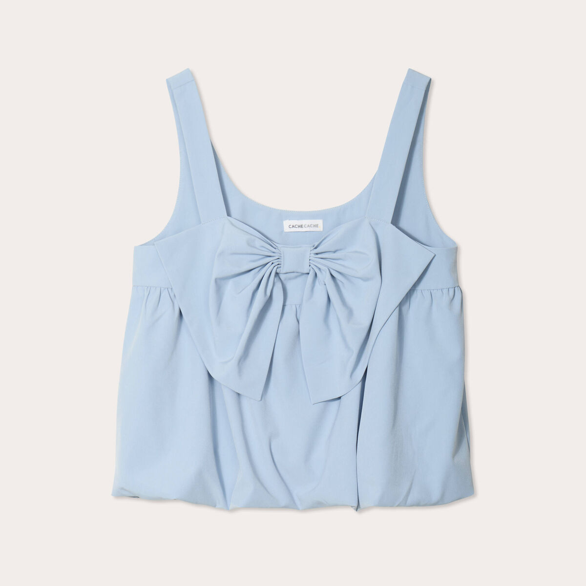 Débardeur effet boule et noeud bleu clair femme