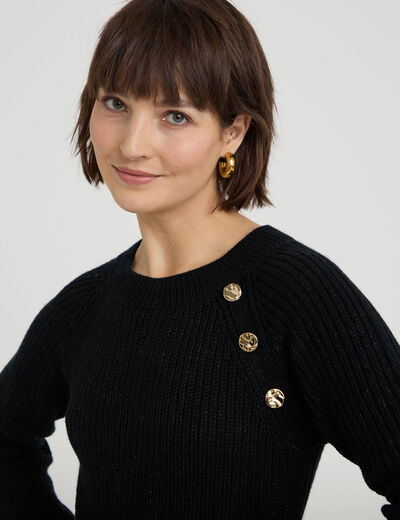 Robe pull d&eacute;tails de boutons noir femme