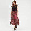 Jupe midi évasée fluide rouge femme
