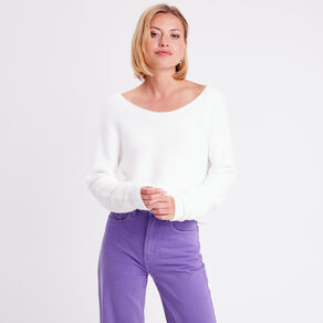 pull manches longues col rond ecru femme Pull manches longues col rond ecru femme
