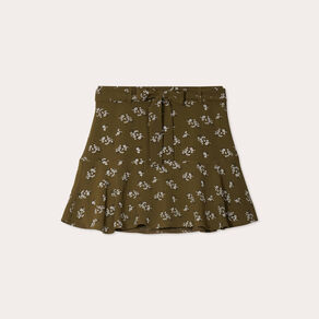 Jupe-short évasée vert kaki femme