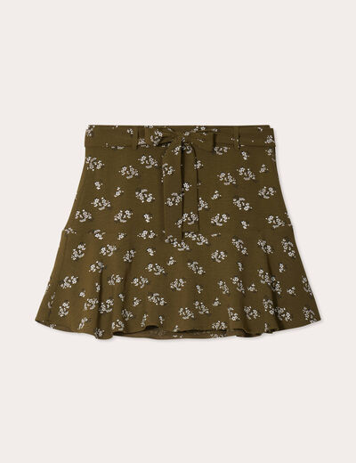 Jupe-short évasée vert kaki femme