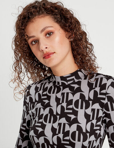 T-shirt manches pagodes gris femme
