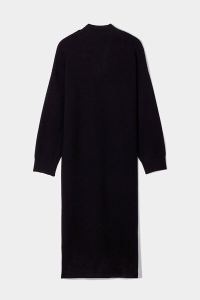 Robe pull longue moulante noir femme