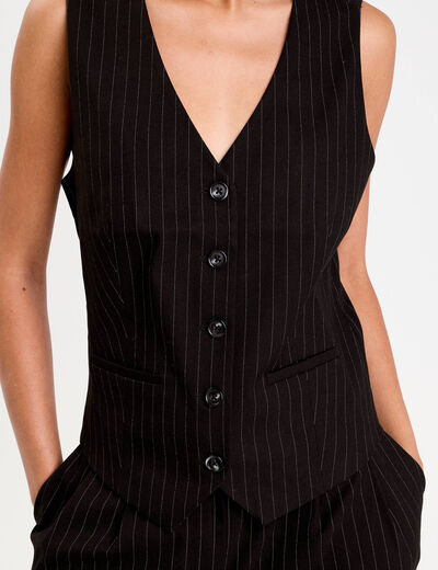 Gilet col V noir femme
