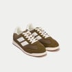 Basket aspect daim vert kaki femme