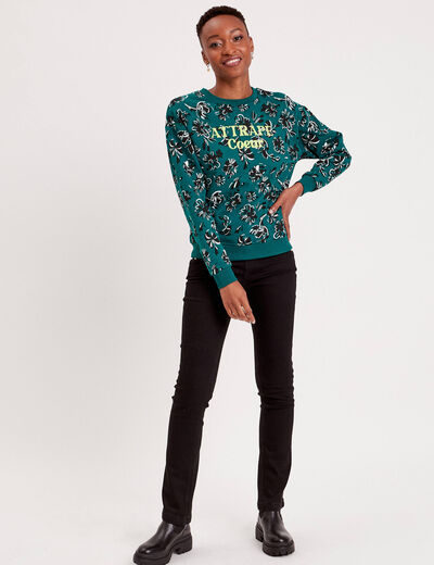 Sweat manches longues vert foncé femme