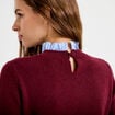 Pull col chemise manches longues bordeaux femme