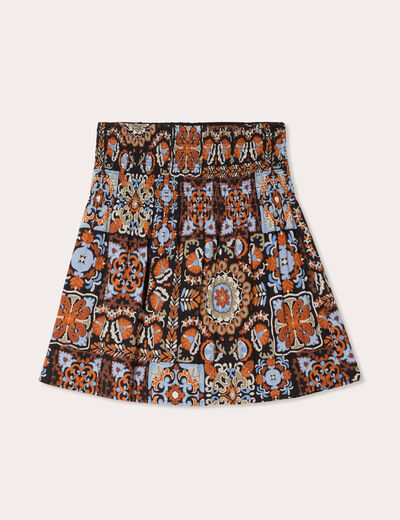 Jupe évasée smockée noir femme