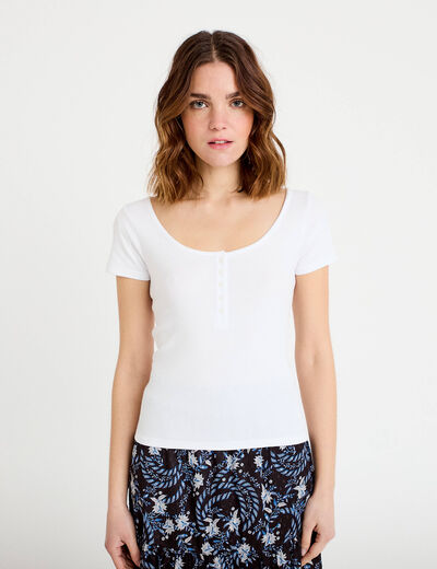 T-shirt c&ocirc;tel&eacute; blanc femme