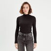 T-shirt manches longues côtelé noir femme
