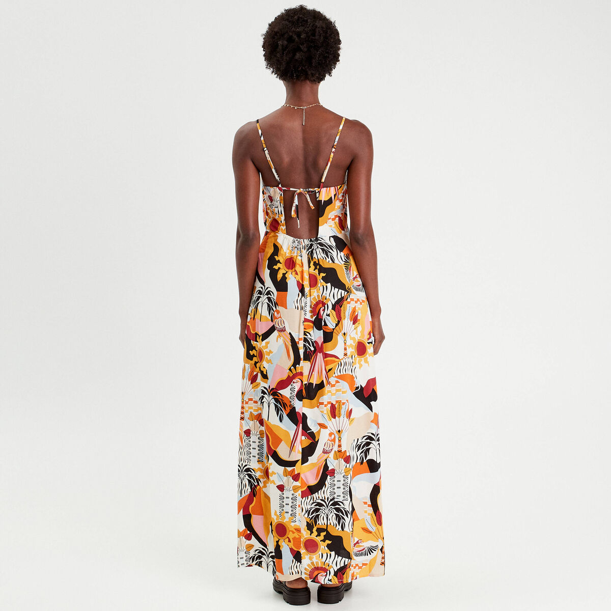 Robe longue empire fluide blanc femme