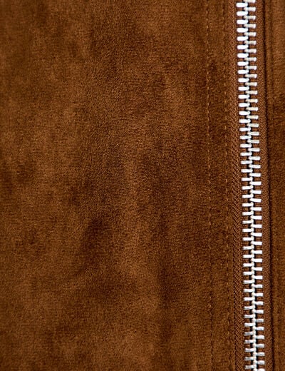 Jupe-short courte aspect daim marron femme
