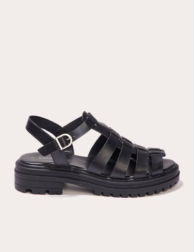 Sandales crantées noir femme