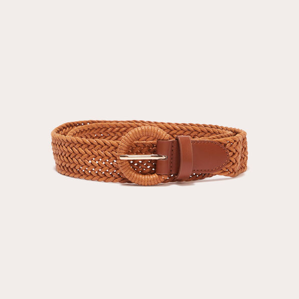 Ceinture tressée camel femme