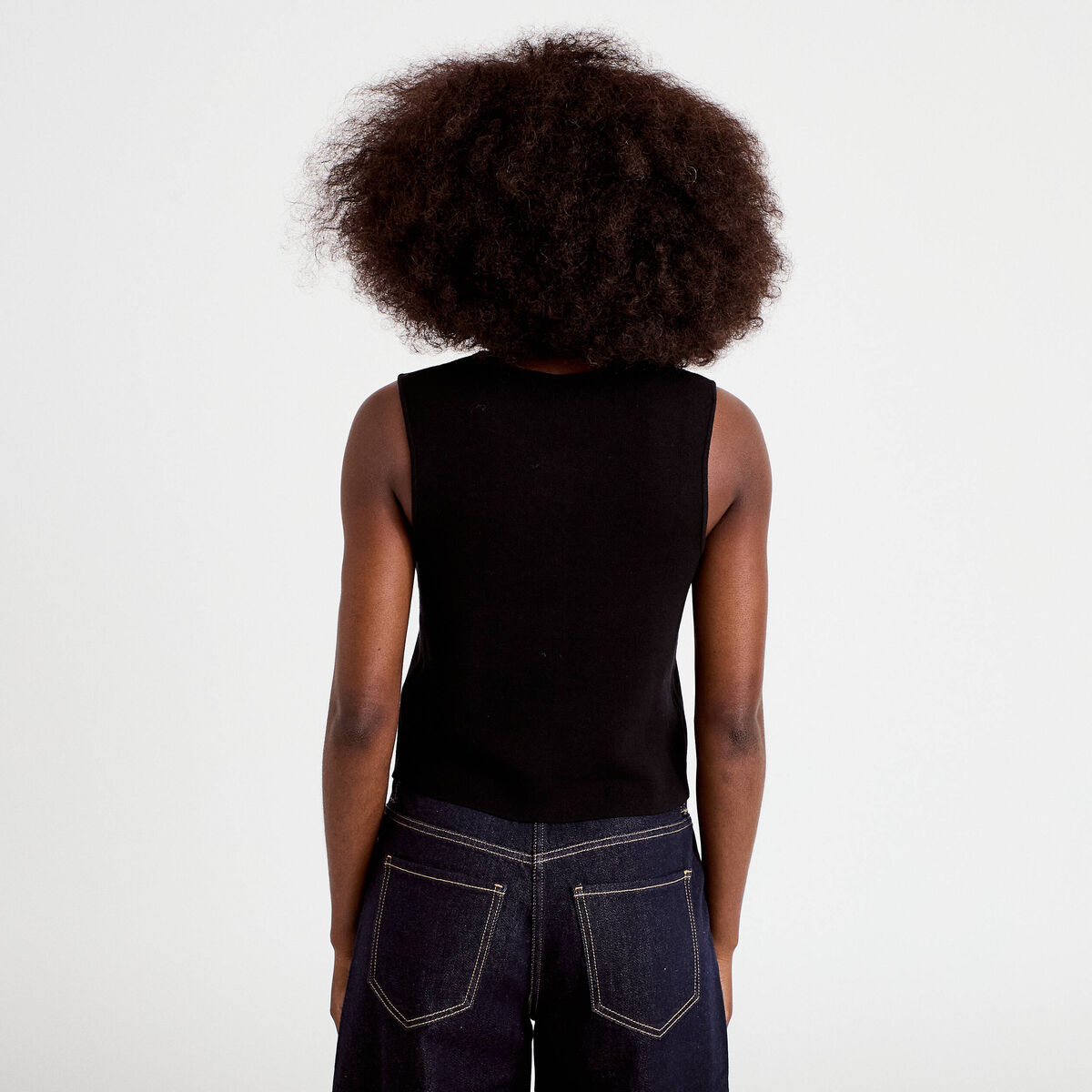 Gilet sans manches cropped noir femme
