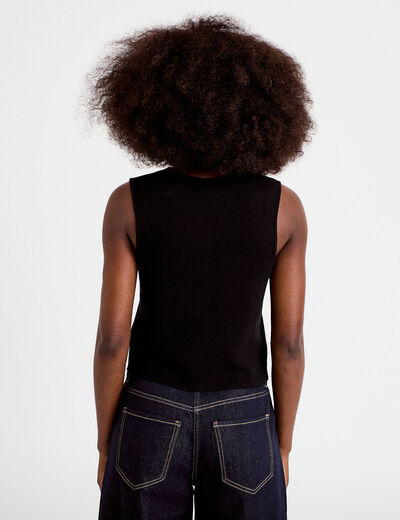 Gilet sans manches cropped noir femme