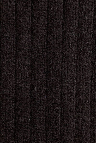 Robe longue droite côtelée noir femme