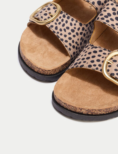 Mules &agrave; sangle aspect daim noir femme