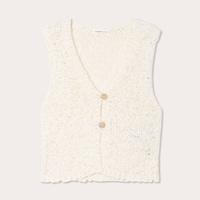 gilet cropped sans manches ecru femme Gilet cropped sans manches ecru femme