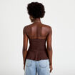 Bustier p&eacute;plum ajust&eacute; cropped pliss&eacute; marron fonc&eacute; femme