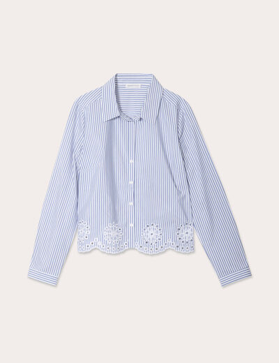 Chemise avec broderie blanc femme